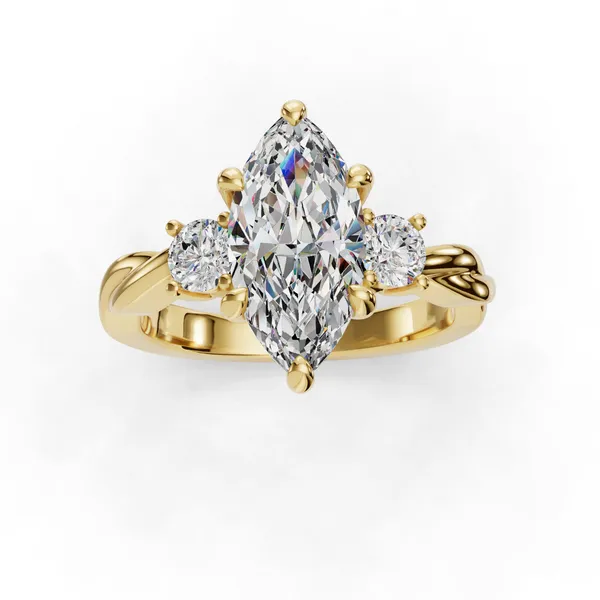 14K Yellow Gold Marquise Engagement Ring Setting Image 4 SVS Fine Jewelry Oceanside, NY