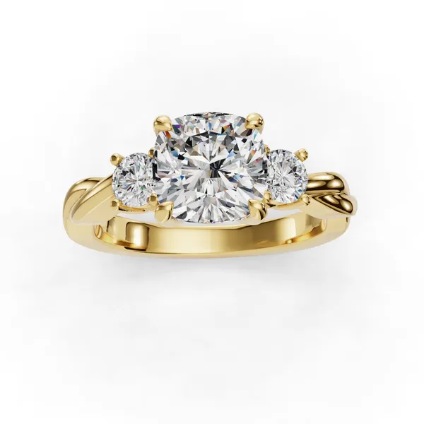 14K Yellow Gold Cushion Engagement Ring Setting Image 4 SVS Fine Jewelry Oceanside, NY