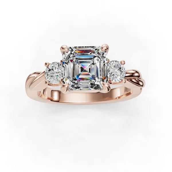 18K Rose Gold Asscher Engagement Ring Setting Image 4 SVS Fine Jewelry Oceanside, NY