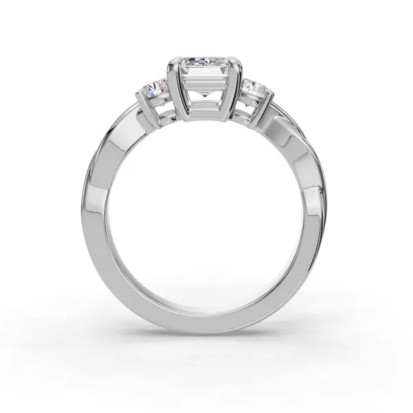 18K White Gold Emerald Engagement Ring Setting Image 2 SVS Fine Jewelry Oceanside, NY