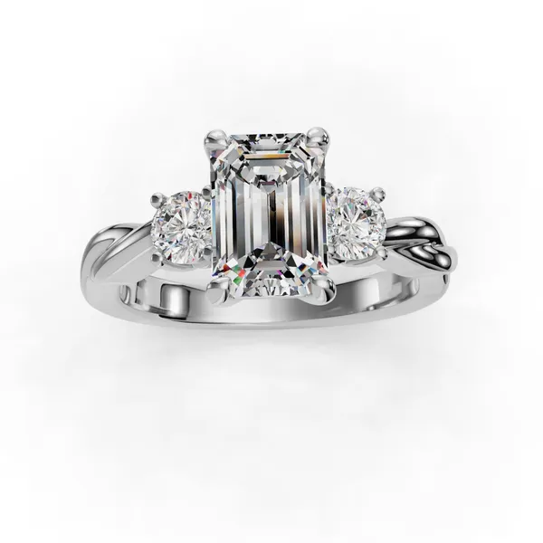 18K White Gold Emerald Engagement Ring Setting Image 4 SVS Fine Jewelry Oceanside, NY