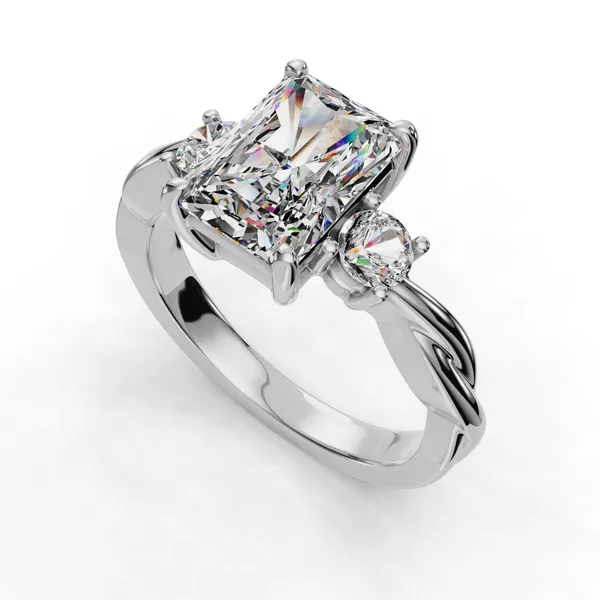 18K White Gold Radiant Engagement Ring Setting SVS Fine Jewelry Oceanside, NY