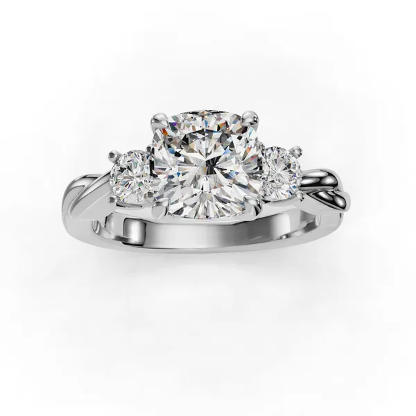 18K White Gold Cushion Engagement Ring Setting Image 4 SVS Fine Jewelry Oceanside, NY