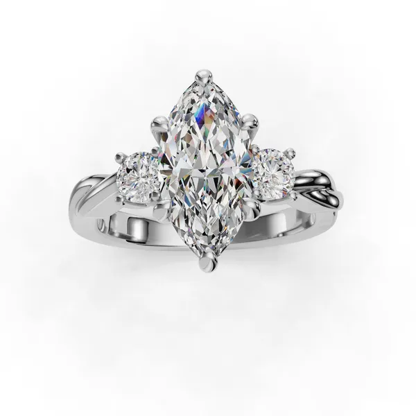 18K White Gold Marquise Engagement Ring Setting Image 4 SVS Fine Jewelry Oceanside, NY