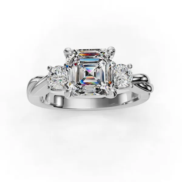 18K White Gold Asscher Engagement Ring Setting Image 4 SVS Fine Jewelry Oceanside, NY