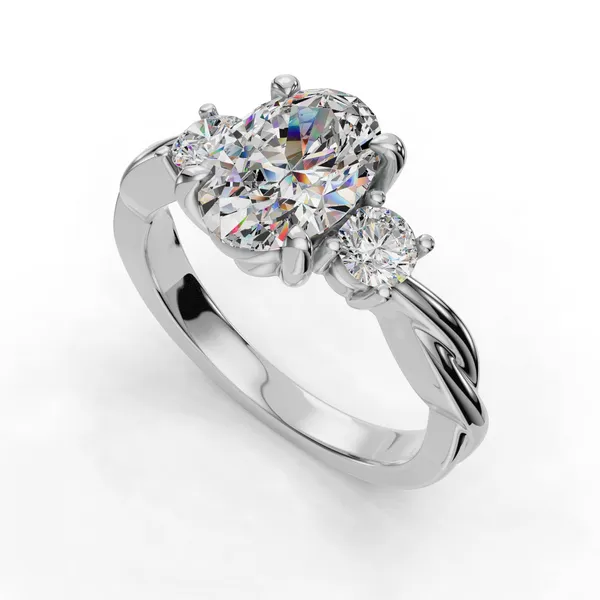 18K White Gold Oval Engagement Ring Setting SVS Fine Jewelry Oceanside, NY