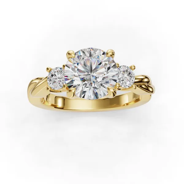 18K Yellow Gold Round Engagement Ring Setting Image 4 SVS Fine Jewelry Oceanside, NY