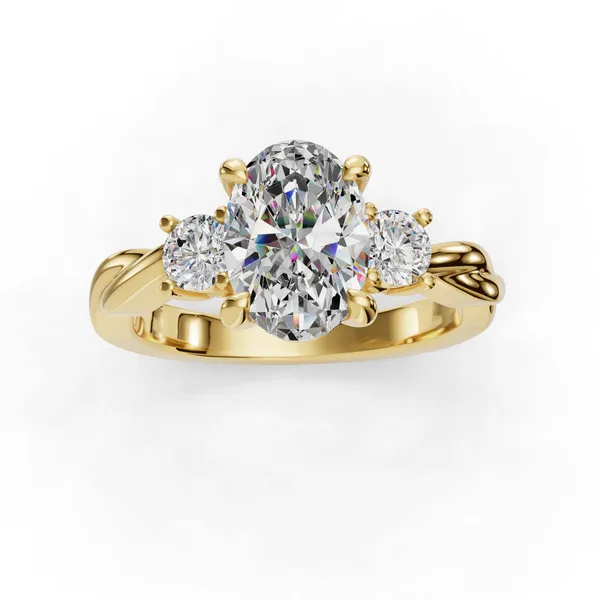 18K Yellow Gold Oval Engagement Ring Setting Image 4 SVS Fine Jewelry Oceanside, NY