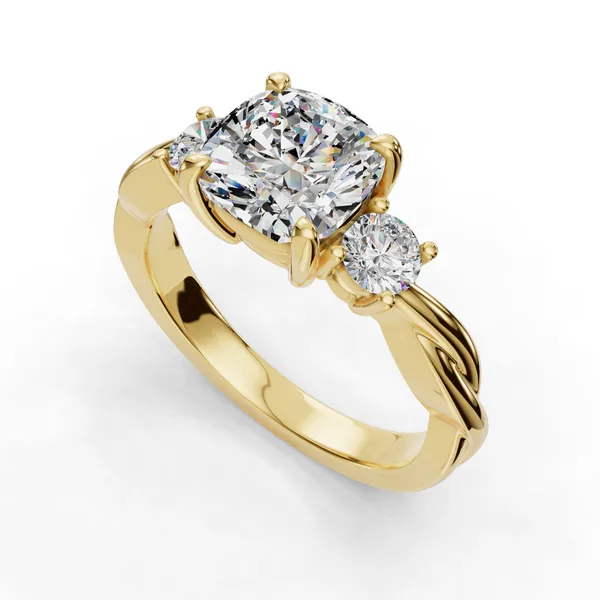 18K Yellow Gold Cushion Engagement Ring Setting SVS Fine Jewelry Oceanside, NY