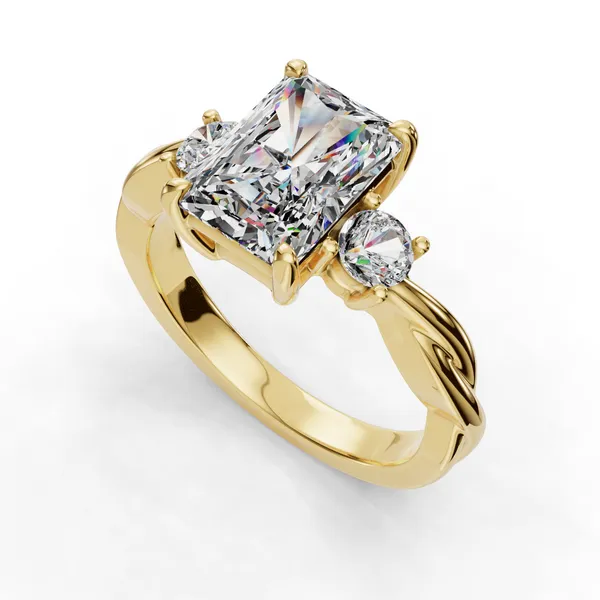 18K Yellow Gold Radiant Engagement Ring Setting SVS Fine Jewelry Oceanside, NY