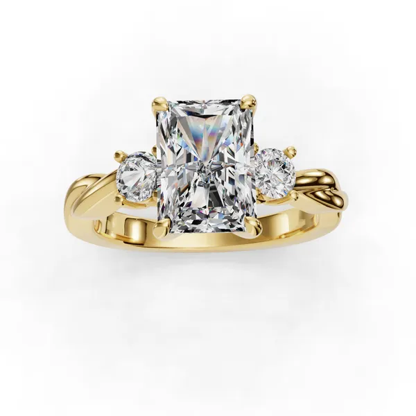 18K Yellow Gold Radiant Engagement Ring Setting Image 4 SVS Fine Jewelry Oceanside, NY