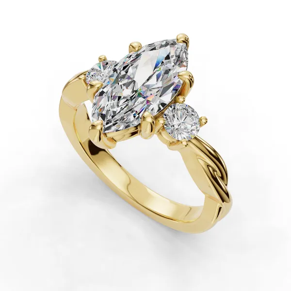 18K Yellow Gold Marquise Engagement Ring Setting SVS Fine Jewelry Oceanside, NY