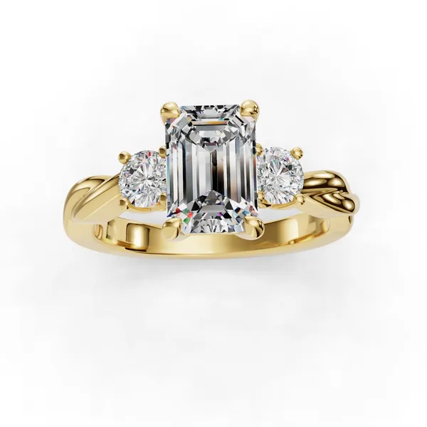 18K Yellow Gold Emerald Engagement Ring Setting Image 4 SVS Fine Jewelry Oceanside, NY