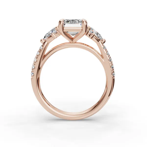 14K Rose Gold Emerald Engagement Ring Setting Image 2 SVS Fine Jewelry Oceanside, NY