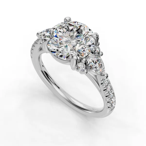 14K White Gold Round Engagement Ring Setting SVS Fine Jewelry Oceanside, NY