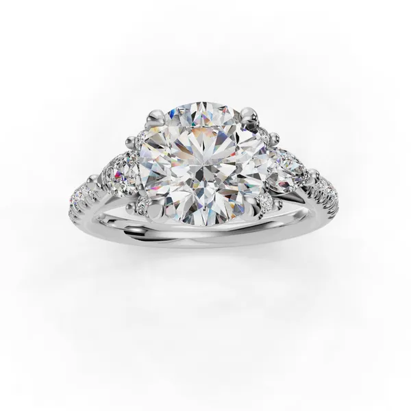 14K White Gold Round Engagement Ring Setting Image 4 SVS Fine Jewelry Oceanside, NY