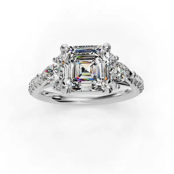 14K White Gold Asscher Engagement Ring Setting Image 4 SVS Fine Jewelry Oceanside, NY