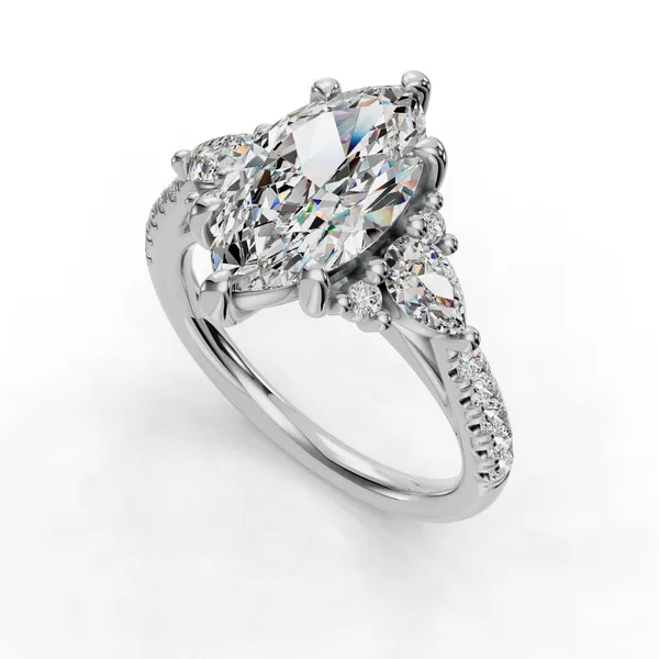 14K White Gold Marquise Engagement Ring Setting SVS Fine Jewelry Oceanside, NY