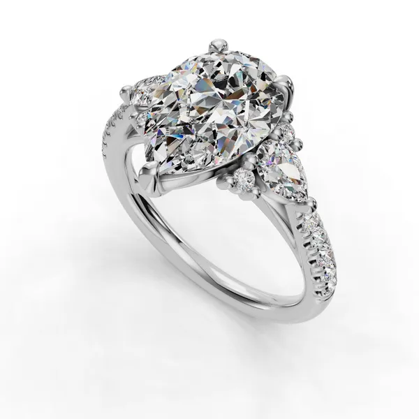 14K White Gold Pear Engagement Ring Setting SVS Fine Jewelry Oceanside, NY