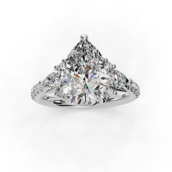 14K White Gold Pear Engagement Ring Setting Image 4 SVS Fine Jewelry Oceanside, NY