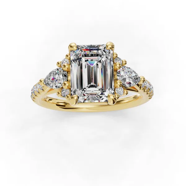 14K Yellow Gold Emerald Engagement Ring Setting Image 4 SVS Fine Jewelry Oceanside, NY