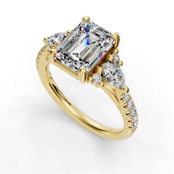 14K Yellow Gold Emerald Engagement Ring Setting SVS Fine Jewelry Oceanside, NY