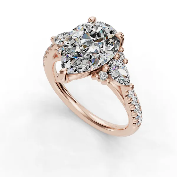 18K Rose Gold Pear Engagement Ring Setting SVS Fine Jewelry Oceanside, NY