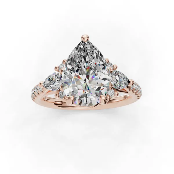 18K Rose Gold Pear Engagement Ring Setting Image 4 SVS Fine Jewelry Oceanside, NY