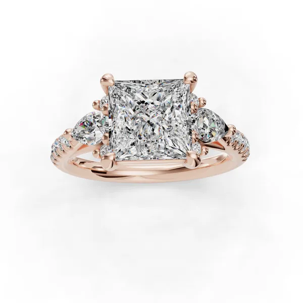 18K Rose Gold Princess Engagement Ring Setting Image 4 SVS Fine Jewelry Oceanside, NY