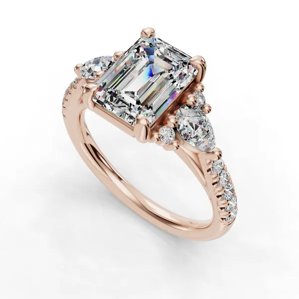 18K Rose Gold Emerald Engagement Ring Setting SVS Fine Jewelry Oceanside, NY