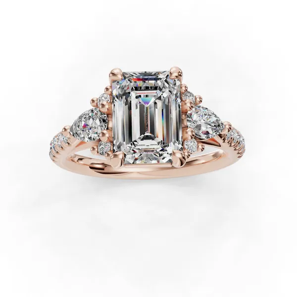 18K Rose Gold Emerald Engagement Ring Setting Image 4 SVS Fine Jewelry Oceanside, NY