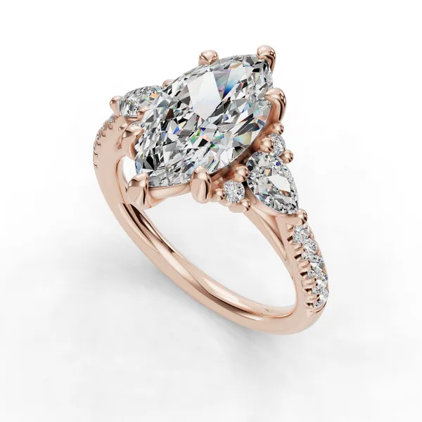 18K Rose Gold Marquise Engagement Ring Setting SVS Fine Jewelry Oceanside, NY