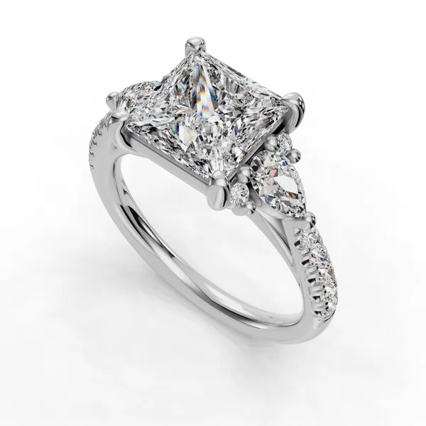 18K White Gold Princess Engagement Ring Setting SVS Fine Jewelry Oceanside, NY