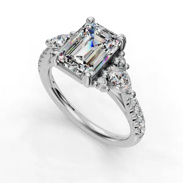 18K White Gold Emerald Engagement Ring Setting SVS Fine Jewelry Oceanside, NY