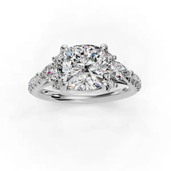 18K White Gold Cushion Engagement Ring Setting Image 4 SVS Fine Jewelry Oceanside, NY