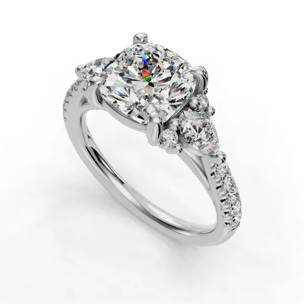 18K White Gold Cushion Engagement Ring Setting SVS Fine Jewelry Oceanside, NY