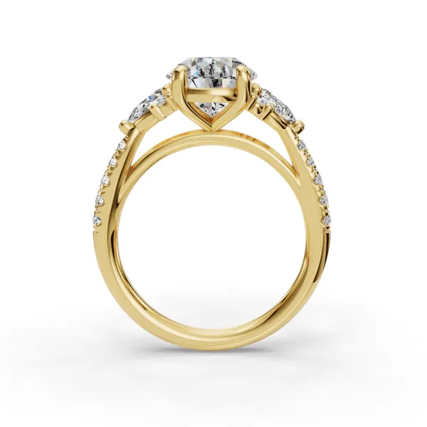 18K Yellow Gold Pear Engagement Ring Setting Image 2 SVS Fine Jewelry Oceanside, NY