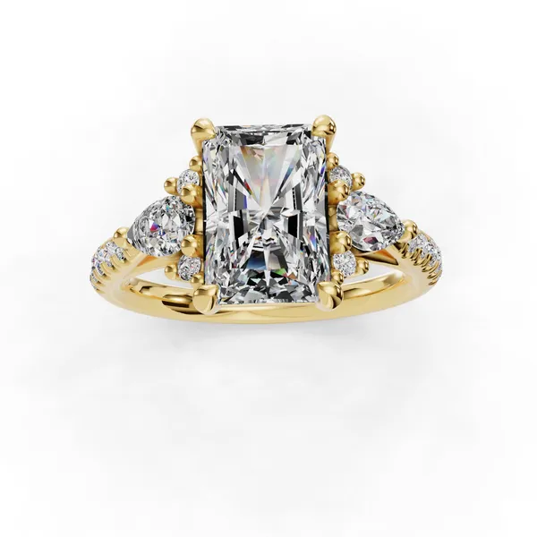 18K Yellow Gold Radiant Engagement Ring Setting Image 4 SVS Fine Jewelry Oceanside, NY