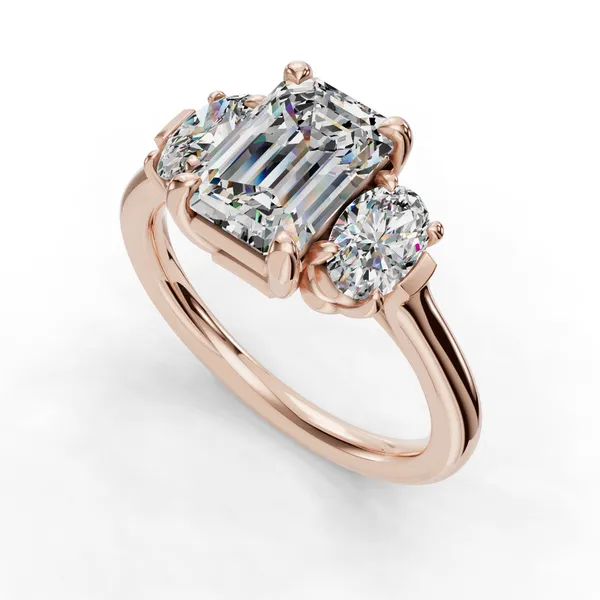 14K Rose Gold Emerald Engagement Ring Setting SVS Fine Jewelry Oceanside, NY