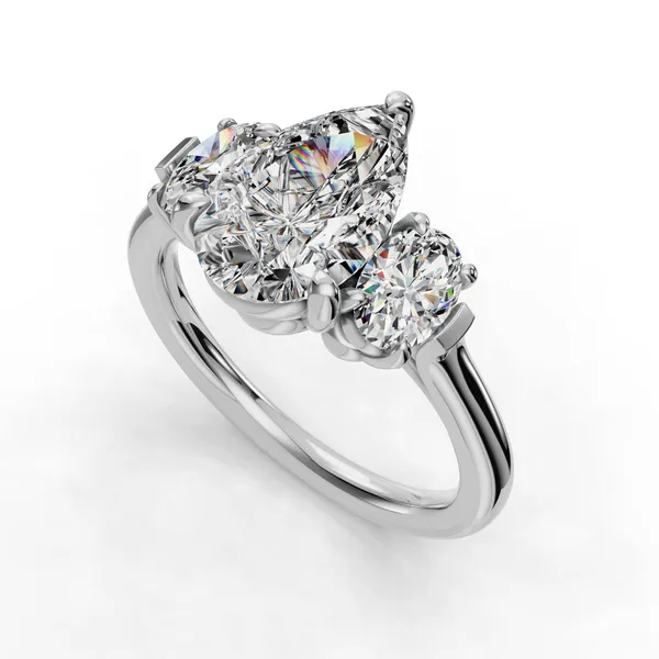 14K White Gold Pear Engagement Ring Setting SVS Fine Jewelry Oceanside, NY