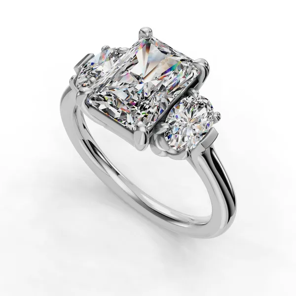 14K White Gold Radiant Engagement Ring Setting SVS Fine Jewelry Oceanside, NY