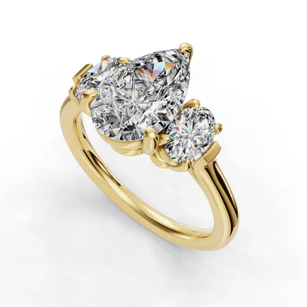 14K Yellow Gold Pear Engagement Ring Setting SVS Fine Jewelry Oceanside, NY