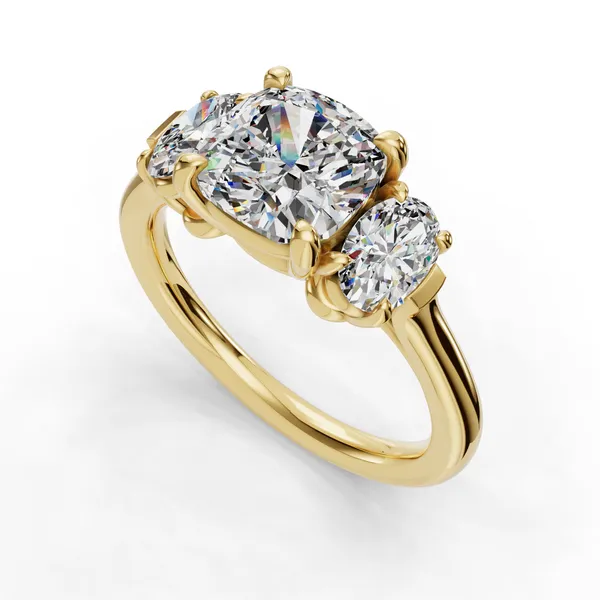 14K Yellow Gold Cushion Engagement Ring Setting SVS Fine Jewelry Oceanside, NY