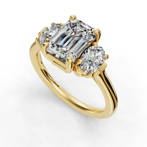 14K Yellow Gold Emerald Engagement Ring Setting SVS Fine Jewelry Oceanside, NY