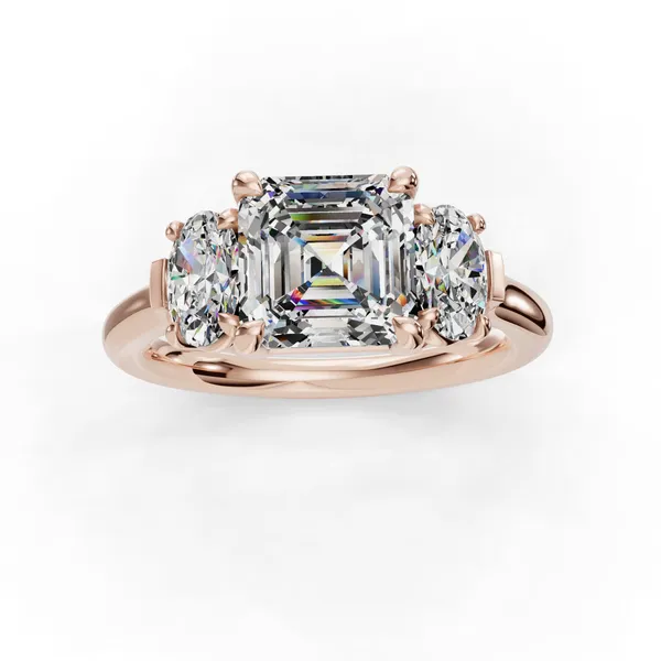 18K Rose Gold Asscher Engagement Ring Setting Image 4 SVS Fine Jewelry Oceanside, NY