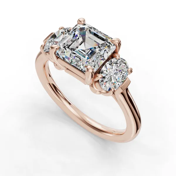 18K Rose Gold Asscher Engagement Ring Setting SVS Fine Jewelry Oceanside, NY