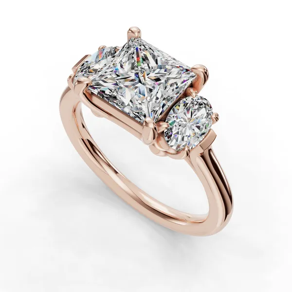 18K Rose Gold Princess Engagement Ring Setting SVS Fine Jewelry Oceanside, NY