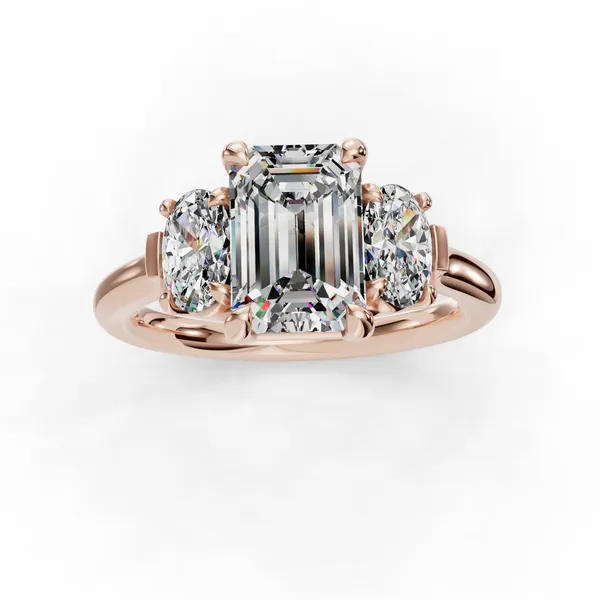 18K Rose Gold Emerald Engagement Ring Setting Image 4 SVS Fine Jewelry Oceanside, NY