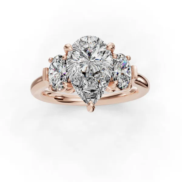 18K Rose Gold Pear Engagement Ring Setting Image 3 SVS Fine Jewelry Oceanside, NY