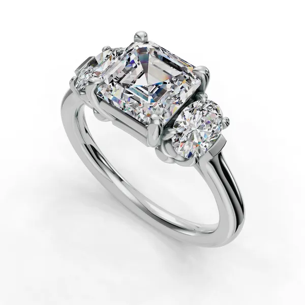 18K White Gold Asscher Engagement Ring Setting SVS Fine Jewelry Oceanside, NY